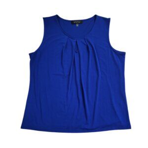 Kasper Sleeveless Pleated Scoop Neck Blouse